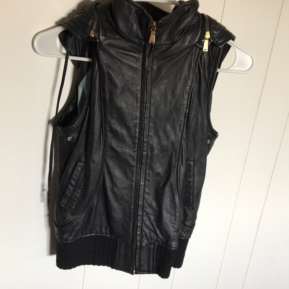 MM Couture hooded genuine leather vest - Picture 6 of 9